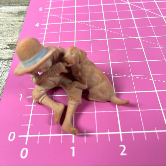 John Imhoff USA Terracotta Homestead Life Boy & Dog Figurine Signed Pottery VTG - Picture 6 of 12